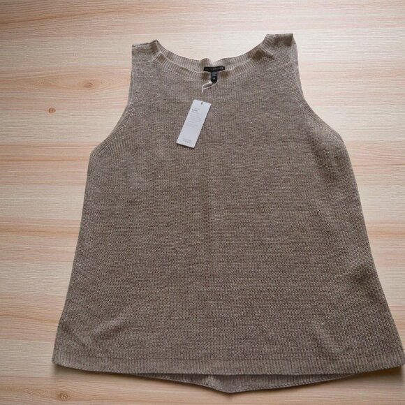 Eileen Fisher Organic Linen Melange Boat Neck Top - Tan - Size Large - NWT - Picture 4 of 13